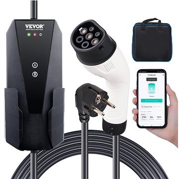 

VEVOR nabíjecí stanice pro elektromobily s indikátorem typ 2, 16A 3,7 kW, 1 fáze, 8,6 m CEE 7/7 230V