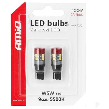 AMIO LED žárovky CANBUS 5 W 12 V/24 V čiré, 2 ks