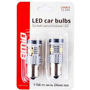 AMIO LED CANBUS 12V/24V 21W BA15s čiré, 2 ks