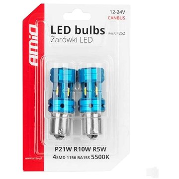 AMIO LED CANBUS 12V/24V 21W BA15s čiré, 2 ks