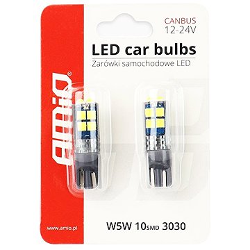 AMIO LED CANBUS 12V/24V 5W W2,1x9,5d čiré, 2 ks