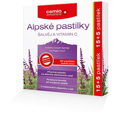 

Cemio Alpské pastilky Šalvěj a vitamin C, 15+5 pastilek