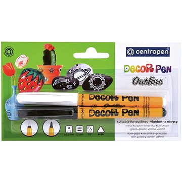 CENTROPEN Decor pen 2628 outline bílý+černý BL