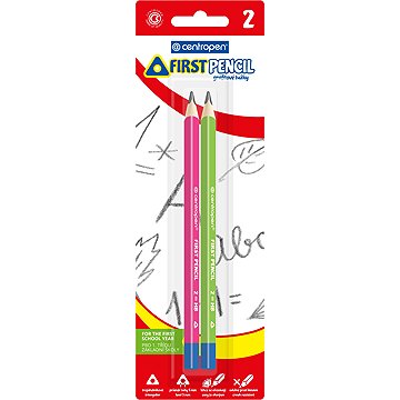 CENTROPEN 9512 Jumbo HB, trojhranná, pro první psaní - balení 2 ks, náhodné barvy