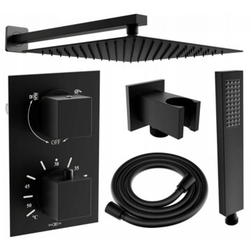 

MEXEN Cube DR02 Podomítkový sprchový set a slim sprcha 30 cm, černý (77502DR0230-70)