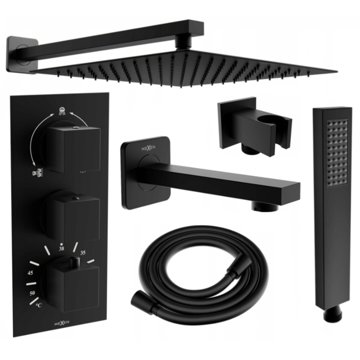 

MEXEN Cube DR02 Podomítkový vanový set s vytokovou hubicí a slim sprcha 30 cm (77503DR0230-70)