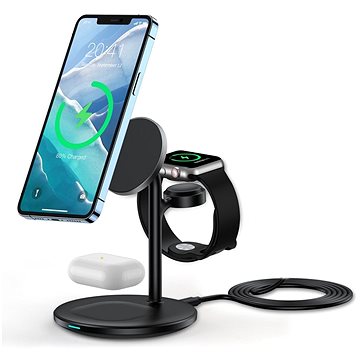 

ChoeTech 3 in 1 Holder MagSafe Wireless Charger for iPhone 12/13/14/15, Apple Watch and AirPods, bla