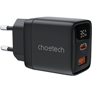 

ChoeTech PD35W GAN Dual A+C ports Display wall charger-black