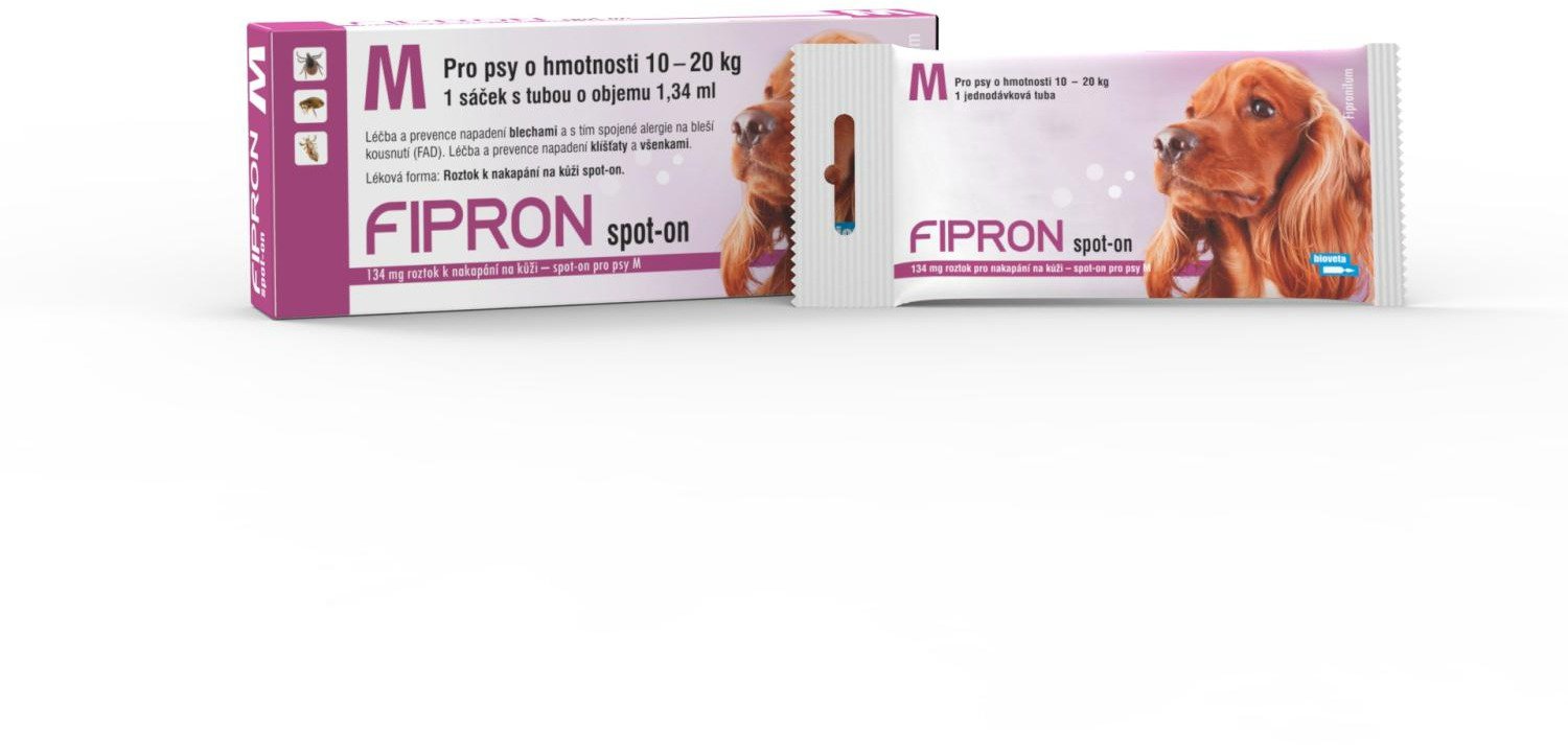 

Bioveta Fipron 134 mg spot-on pro psy M 1 × 1,34 ml