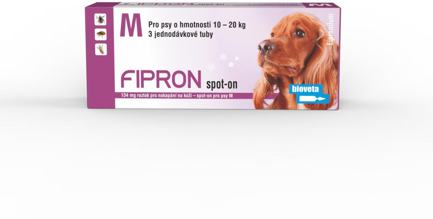 

Bioveta Fipron 134 mg spot-on pro psy M 3 × 1,34 ml