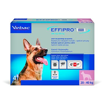 

Virbac Effipro Duo spot-on pro psy 20 - 40 kg L 4 × 2,68 ml