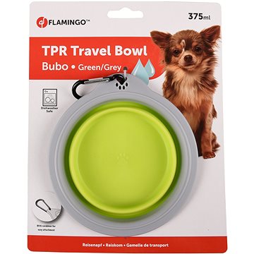 Flamingo Cestovní miska silikonová zeleno/šedá 375ml - Cestovní miska pro psy a kočky