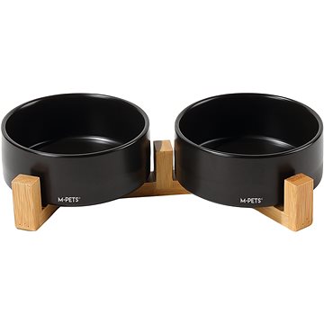 

M-Pets Opera Keramické misky v bambusovém podstavci 2 × 350 ml černé