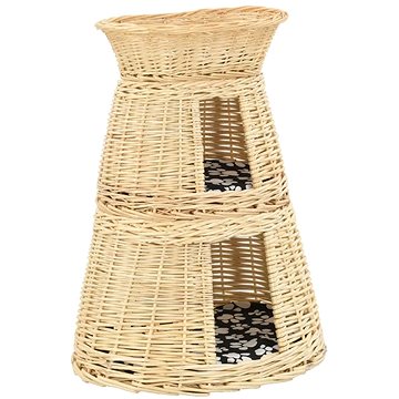 Shumee Pelíšek pro kočky 3dílný s poduškami vrba přírodní 47 × 34 × 60 cm - Pelíšek