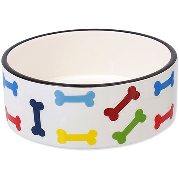 

DOG FANTASY Miska keramická potisk barevné kosti bílá 15,5 × 6 cm 0,79 l