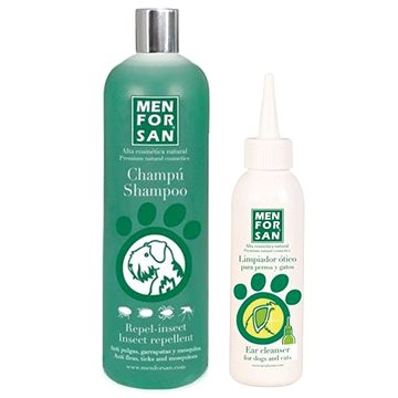 Menforsan Antiparazitní a repelentní šampon pro psy 1000 ml + Přípravek na čištění uší 125 ml - Přípravek na uši