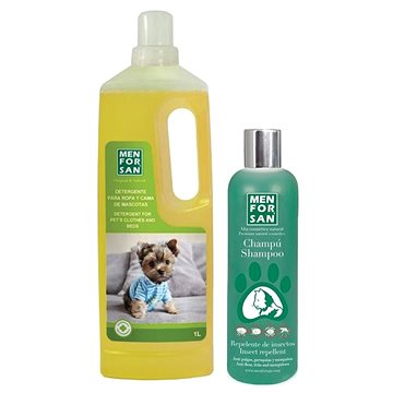 Menforsan Mýdlový gel na praní pelíšků a oblečků 1000 ml + Antiparazitní šampon 300 ml - Čisticí prostředek