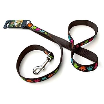 

Cobbys Pet Textilní vodítko s tlapkami hnědé 120 × 2,5cm