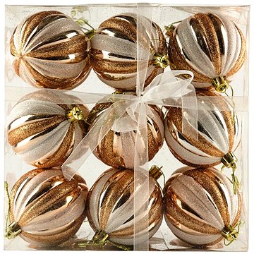 

DECOLED Vánoční ozdoby - koule plastové, šampaň/bílé, průměr 7 cm, 18 ks