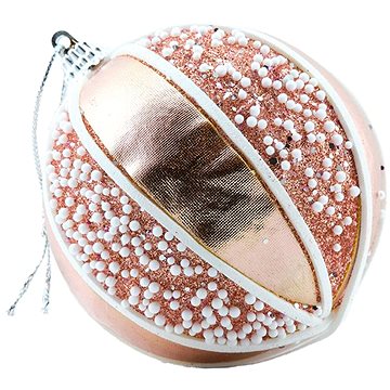 

DECOLED Vánoční ozdoby - koule plastová, růžová se vzorkem krajky, průměr 8 cm