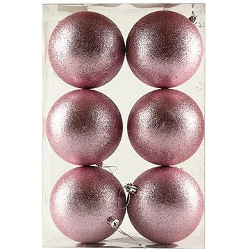 

DECOLED Vánoční ozdoby - koule plastové, jemně růžové/glitter, průměr 10 cm, 6 ks