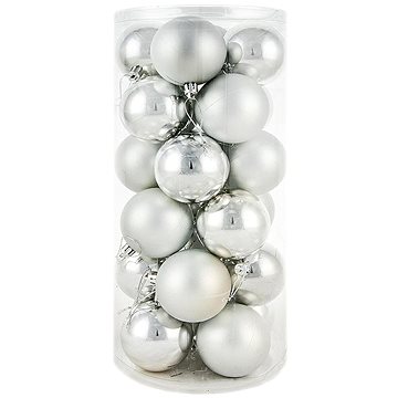

DECOLED Vánoční ozdoby - koule plastové, stříbrné matné/lesklé, průměr 8 cm, 24 ks