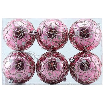 

DECOLED Vánoční ozdoby - koule plastové, růžové lesklé, průměr 8 cm, 6 ks