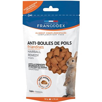 

Francodex Pochoutka Hairball remedy proti vzniku chlupových smotků u králíků 50 g