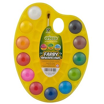 CRICCO akvarelové barvy, 12 barev na paletě + štětec