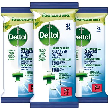 

DETTOL Antibakteriální ubrousky na povrchy 3× 36 ks