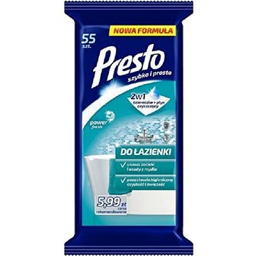 

PRESTO čistící ubrousky do koupelny 55 ks
