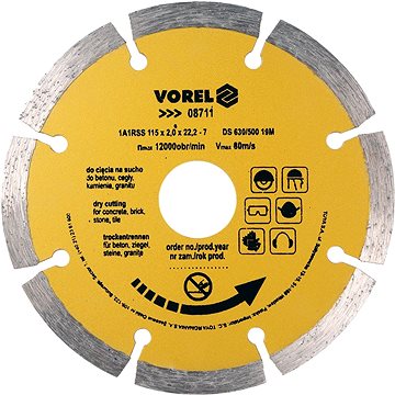 

VOREL Kotouč diamantový 115 x 22,2 x 2,0 mm TO-08711