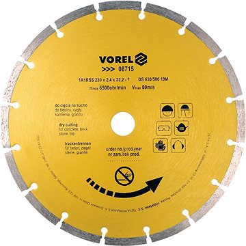 

VOREL Kotouč diamantový 230 x 22,2 x 2,4 mm TO-08715