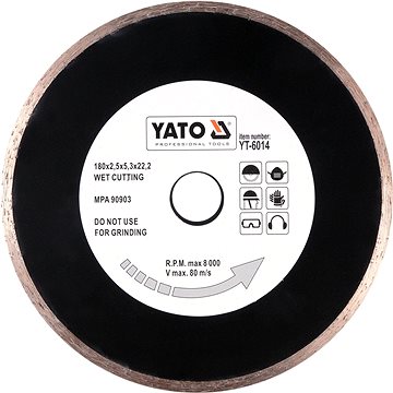 

Yato Kotouč diamantový 180 x 22,2 x 2,5 mm hladký