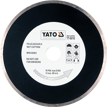 

YATO Kotouč diamantový 180 x 25,4 x 2,2 mm hladký YT-6016