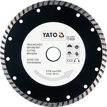 

YATO Kotouč diamantový 180 x 22,2 x 2,8 mm turbo YT-6024