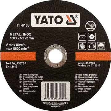

YATO Kotouč na kov 180 x 22 x 1,5 mm INOX YT-6105