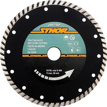 

STHOR Kotouč řezný diamantový 180x7,5x2,4x22,2mm Turbo