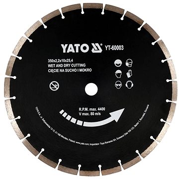 

YATO Kotouč řezný diamantový segmentovaný 350 x 25,4 x 3,4 mm YT-60003