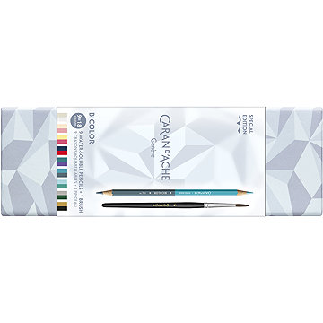 CARAN D'ACHE akvarelové oboustranné, se štětcem, 9 ks / 18 barev