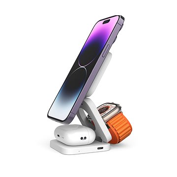 

CubeNest E310 - Bílá Bezdrátová magnetická nabíječka 3v1 s podporou uchycení MagSafe