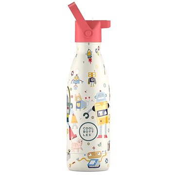 

Cool Bottles dětská nerezová termolahev Kids Messy Robots třívrstvá 350 ml 3D