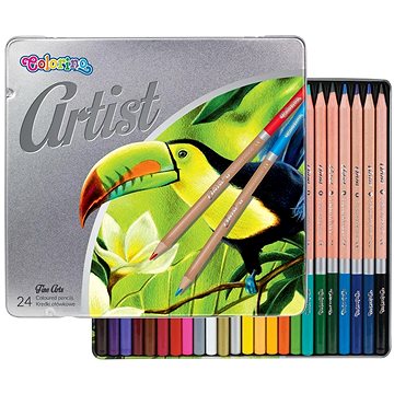 Colorino Artist dřevěné, kulaté v kovovém boxu 24 ks