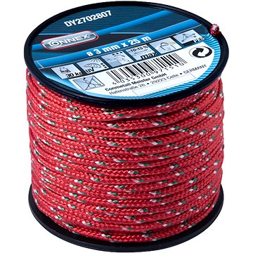 

CONNEX PES pletená šňůra 16pramenná, 3 mm × 25 m, červ./zel./bílá