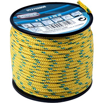 

CONNEX PES pletená šňůra 16pramenná, 3 mm × 25 m, žlu./zel./modrá