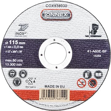 

CONNEX Řezný kotouč nerez 115 mm, tloušťka 1 mm