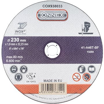 

CONNEX Řezný kotouč nerez 230 mm, tloušťka 1,9 mm