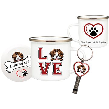 

Coolkousky Set plecháček, podtácek, přívěšek Shih Tzu
