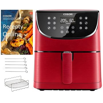 

Cosori CP158-AF PREMIUM – 5.5L + 5x špíz a gril. rošt, red