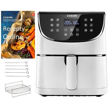 

Cosori CP158-AF PREMIUM – 5.5L + 5x špíz a gril. rošt, white